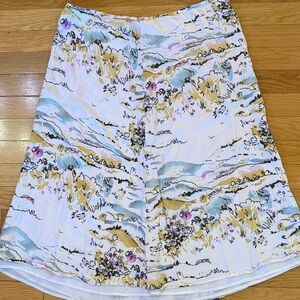 Amanda Smith 100% Silk Skirt Size 16 Midi A-line Abstract Print Lined Vintage